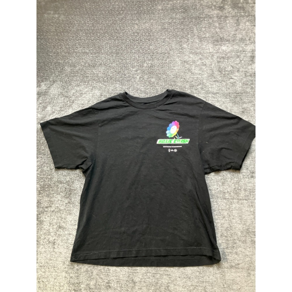 Uniqlo Billie Eilish Flower T-Shirt Womens Medium Black Shirt Sleeve Crew Neck - Picture 1 of 7